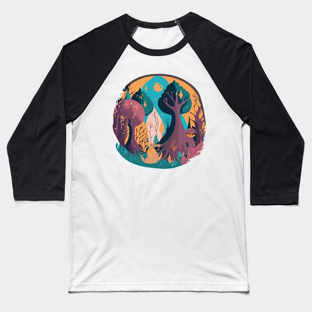 enchanted forest illustration Baseball T-Shirt by goingplaces